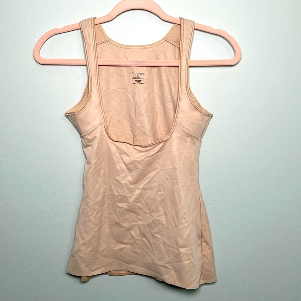 Ambrielle Wonderful Edge Camisole Shaper Tank Top Torsette Tummy Control L Tan
